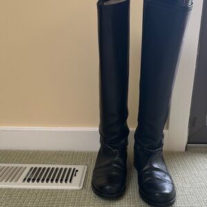 Black Knee-High Leather and fabric Stuart Weitzman Boots